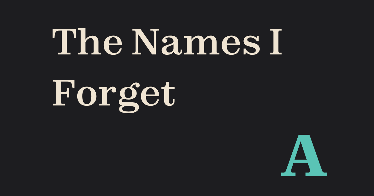 The Names I Forget: A Confession, a Dogma, and Some New Wiring
